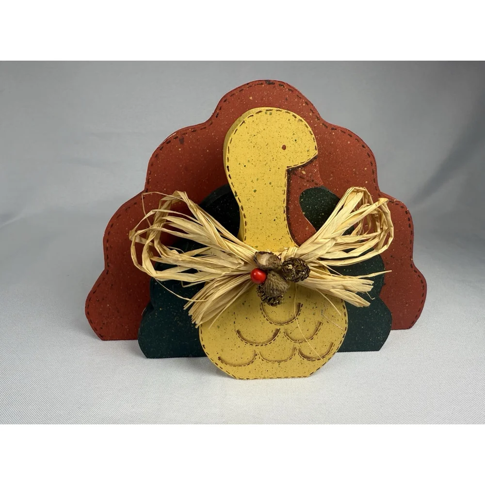 Thanksgiving Wooden Turkey Table decoration- Shelf Sitter - Centerpiece 6” Tall